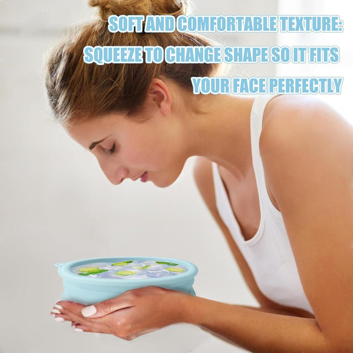 2PCS Face Ice Bowl, Ice Bowl for Face Bath, Foldable Portable Wash Basin with Built-In Icetray, Quick Cooling for Puffiness Relief, Soothe Skin, Bathroom Accessories, Facial Bowls for Home Travel Use