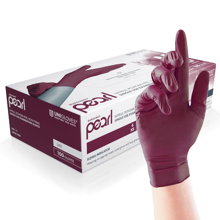 White Pearl Nitrile Examination Gloves - Multipurpose, Powder Free and Latex Free Disposable Gloves - Box of 100 Gloves, White, Medium (GP0023)