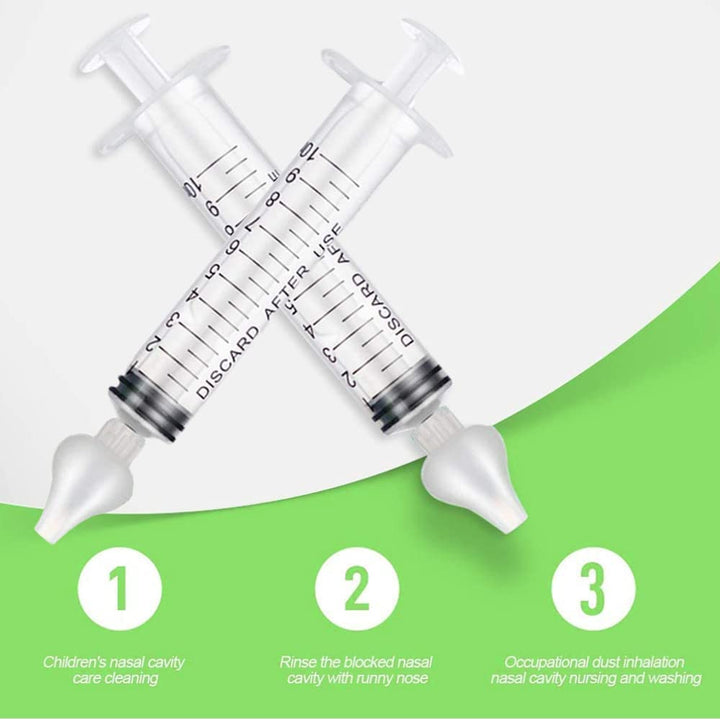 2Pcs Baby Nasal Aspirator, 10Ml Nasal Irrigator, Reusable Silicone Nasal Suction Tip, Nasal Irrigator for Baby, Nose Cleaner Rinsing Device, Safe and Comfortable