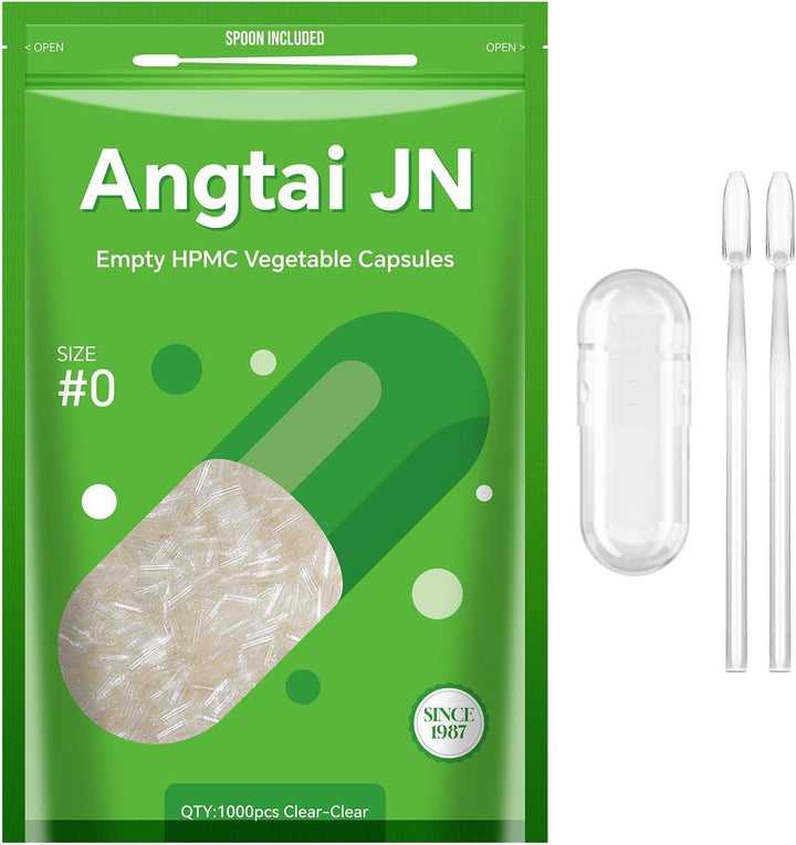 Empty Capsules, jn 100 Count Clear Vegetarian Capsules, Size 0 DIY Pill Capsules Filling Empty Caps with Micro Lab Spoon, Kosher, ISO9001, Gluten Free, Halal Certified, Non-Gmo Certified