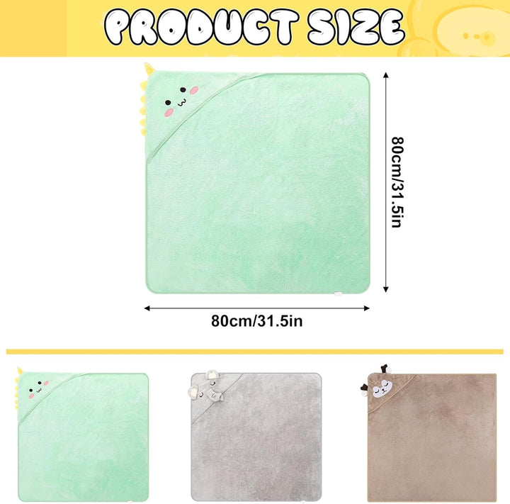 3 Pcs Hooded Baby Towel, Ultra Soft Newborn Towels, Unique Animal Design Baby Towel Set with Hood, Super Absorbent, Baby Essentials for Newborn, for Newborn Baby Boy and Girl, 80X80Cm