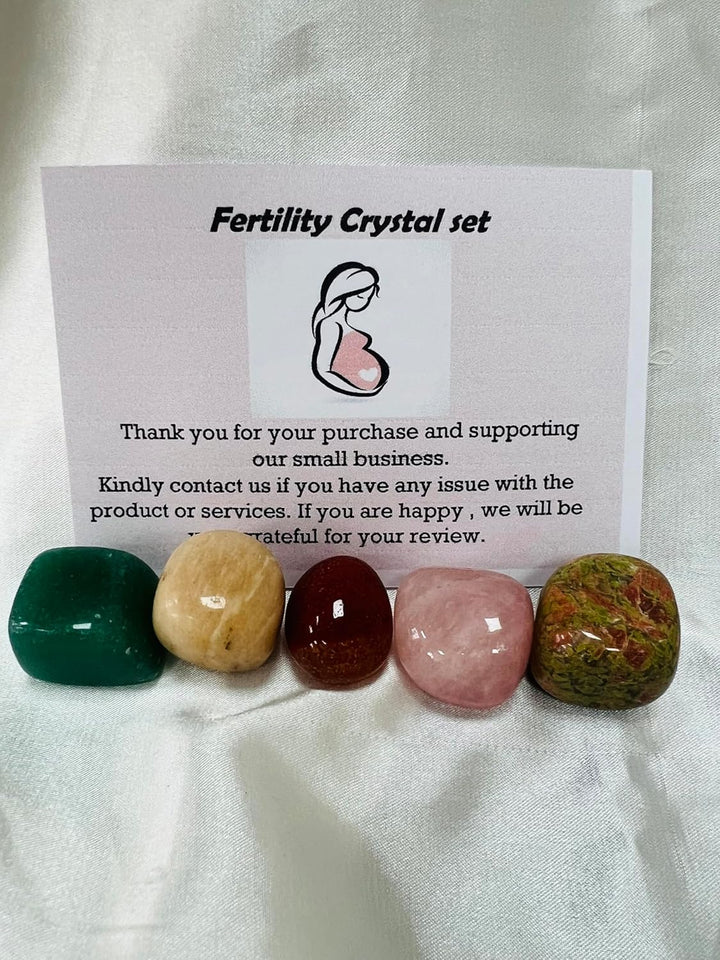 Crystal Set for Fertility & Pregnancy –Natural Healing Stones for Women Crystals & Palm Stones – Reiki Chakra Balancing Kit for Conception, Emotional Healing, Meditation & Positive Energy Gift for Mum