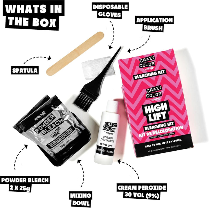 High Lift Bleaching Kit. Pre-Lightener Powder Bleach & 30 Vol (9%) Developer | Achieve up to 6+ Levels of Lift. Vegan & Cruelty Free
