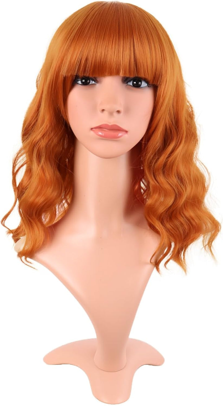 28 Inch/70 Cm Long Wavy Middle Part with No Bangs Synthetic Fiber Curly Fashion Women Party Cosplay Wig (Light Pink)