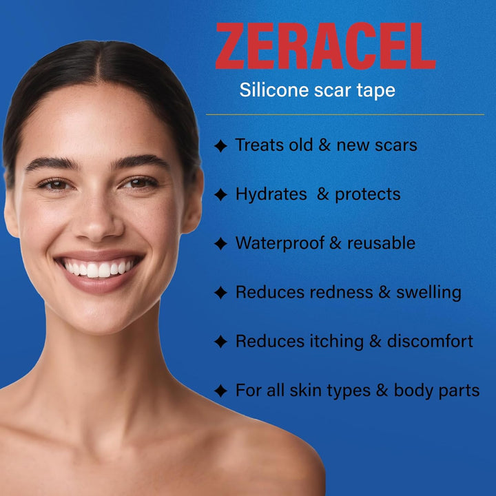 Silicone Scar Tape for Women- Reusable Medical-Grade Scar Strips for C-Section Surgery, Breast, Acne, and Keloid Scars - Invisible, Soft, Long Roll 4Cm X 150Cm