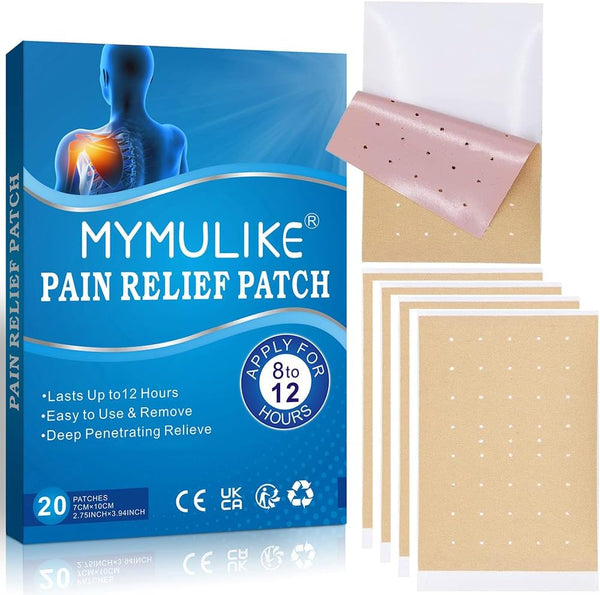 20Pcs Pain Relief Patches, Heat Patches for Pain Relief Fast-Acting Patches Long Lasting Relief of Pains for Knee, Back, Neck, Shoulder Pain and Muscle Soreness Knee Pain Relief Patch