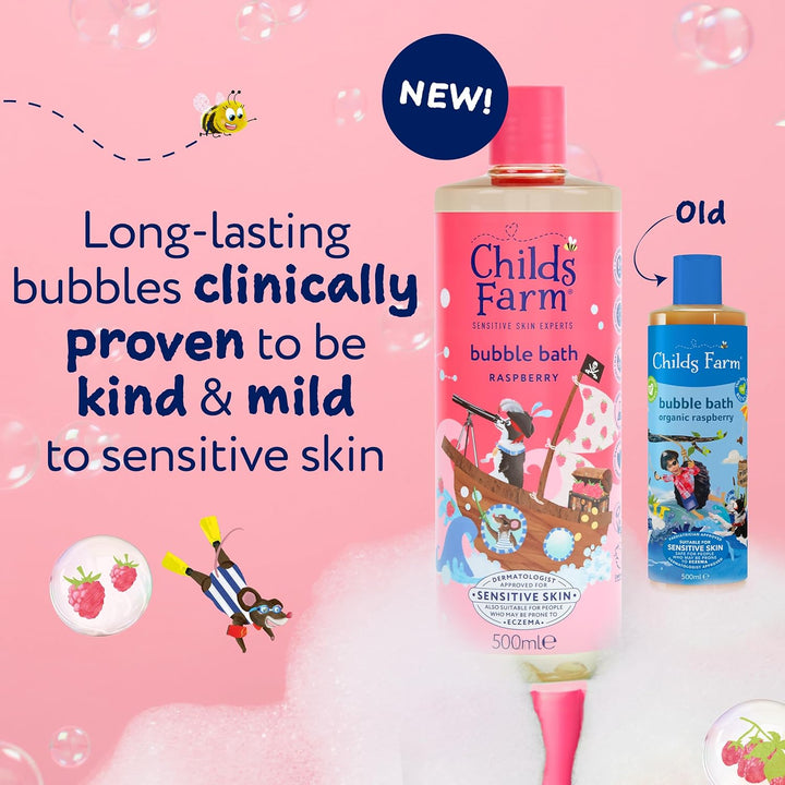 Kids Bubble Bath, Raspberry | Gently Cleanses & Soothes | Suitable for Dry, Sensitive Skin, 500Ml