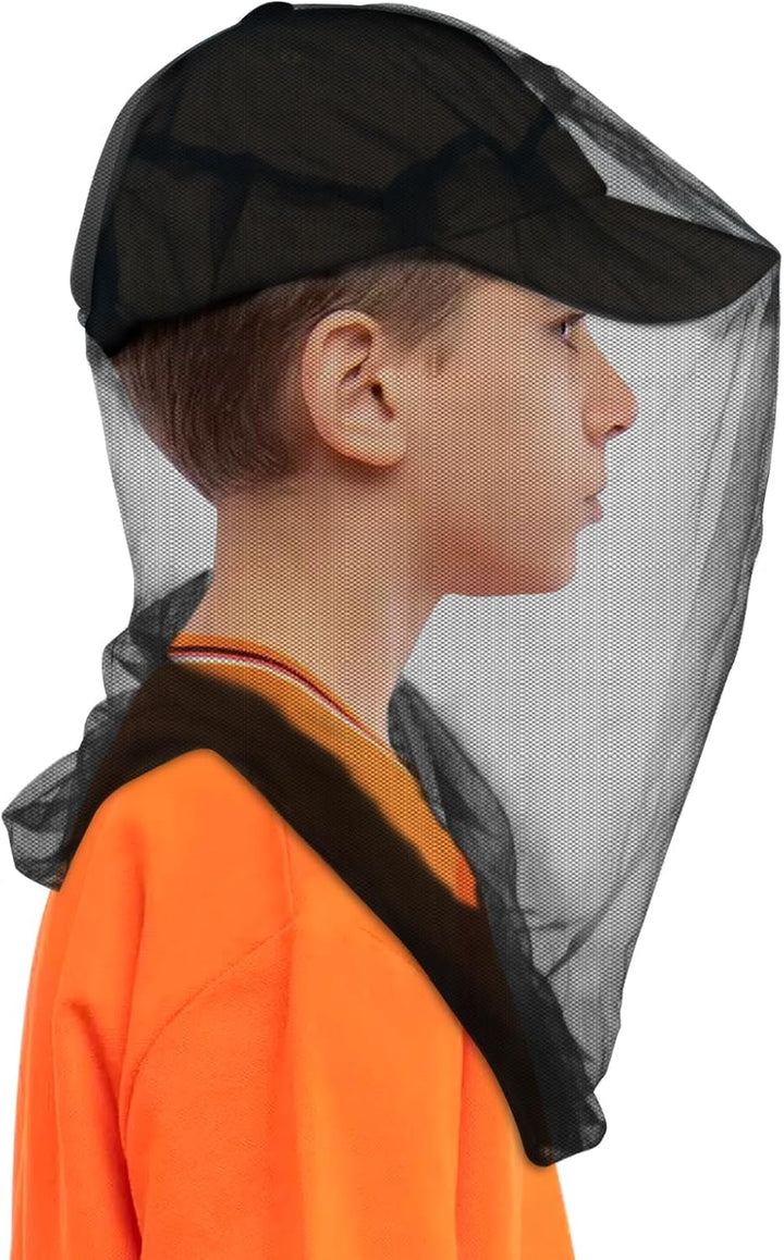 Premium Midge Net for Head 1 Pack, Ultra Large & Long, Extra Fine Holes, Fly & Bug Protection Gear for Camping, Hiking, Fishing, Gardening, Safari, Fit All Hats for Men & Women