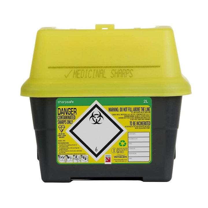 2 Litre 5Th Generation Yellow/Grey -Sharps Bin Clinical Waste Disposal