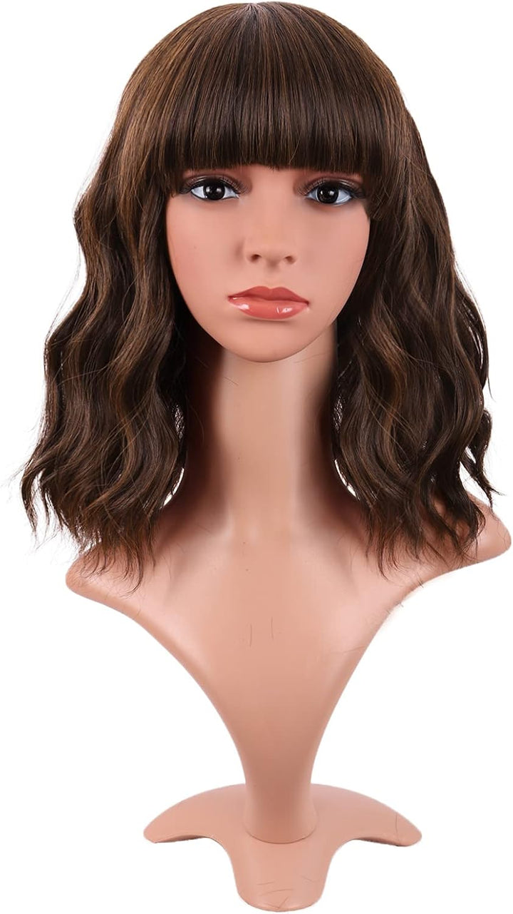 28 Inch/70 Cm Long Wavy Middle Part with No Bangs Synthetic Fiber Curly Fashion Women Party Cosplay Wig (Light Pink)