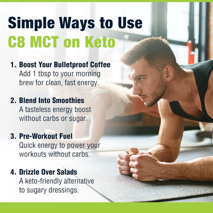 Pure C8 MCT Oil - 500Ml | 4X More Ketones for Keto Diet & Fasting | Safe & Premium Lab Tested 99.7% Purity | Made from 100% Sustainable Coconuts | Vegan Friendly & Gluten-Free |