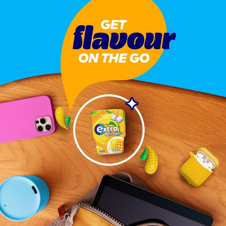 Wrigley'S  Refreshers Sugarfree Chewing Gum, Tropical Flavour Bottle, 1 X 30 Pack