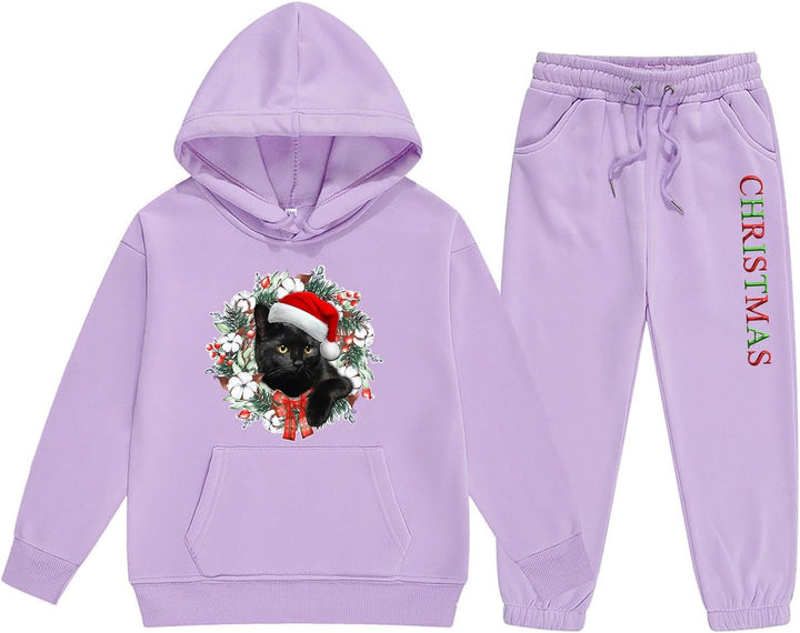 Christmas Reindeer Girls Hoodie Set Children S Two Piece Medium and Small Long Sleeved Sweatpants Christmas Blanket