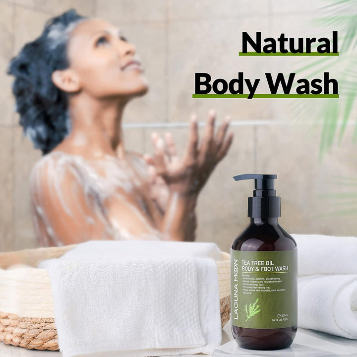 Tea Tree Body Wash, Antifungal Body Soap with Pure Tea Tree Oil for Athlete'S Foot, Body Odor, Eczema, Jock Itch, Ringworm, Toenail Fungus, Acne, Natural Foot & Body Wash, 300Ml(10.14Fl Oz)