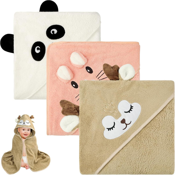 Baby Towels with Hood, Baby Bath Towels, 80X80Cm Soft and Absorbent Large Baby Bath Towel for Newborn and Infant, Toddler Bath Towel for Boys and Girls (Pink)