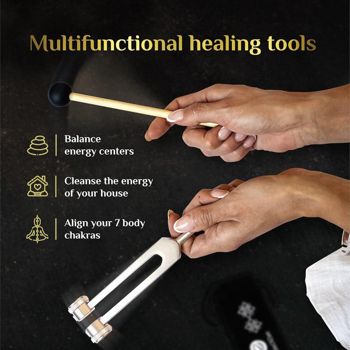 Tuning Forks for Healing (128Hz, 256Hz, 512Hz) — Body Weighted Tuning Forks Medical for Chakra Healing — Ideal Spiritual Gift for Women — Tuning Fork Set Frequency Healing Devices