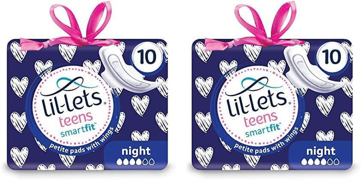 Teens Night Pads X 10, Petite Towels for Girls & Teenagers, with Wings, for Heavy Flow, Unscented, Soft & Breathable, First Period Sanitary Towels, 1 Pack of 10 Pads