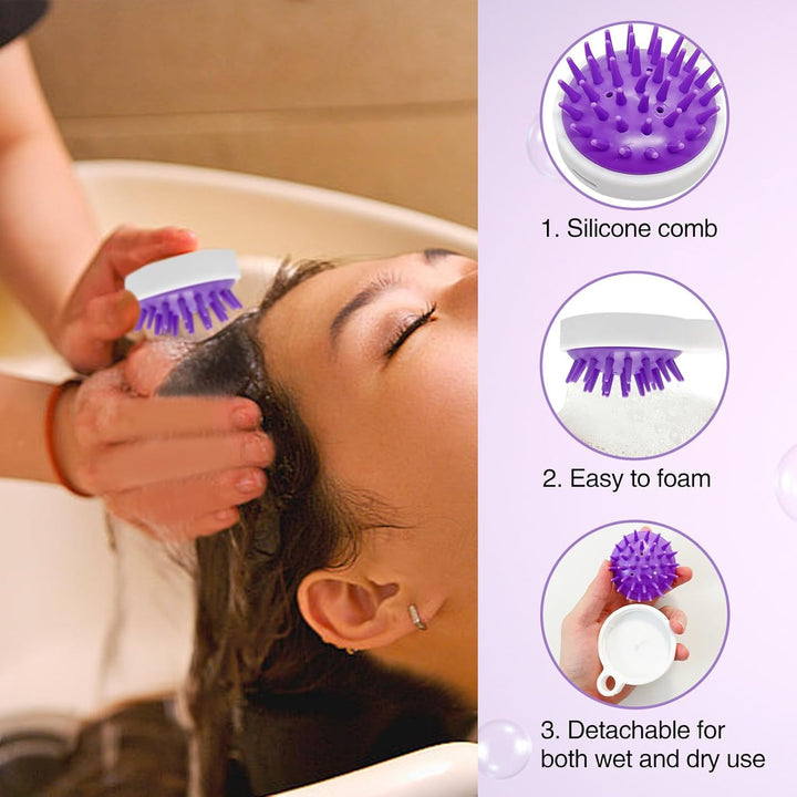 3 Hair Oil Applicator Bottle 3 Scalp Massager,Root Comb Applicator Bottle Graduated,Hair Dye Brush 120Ml,Hair Massager Scalp Shampoo Brush(Pink+White+Purple)