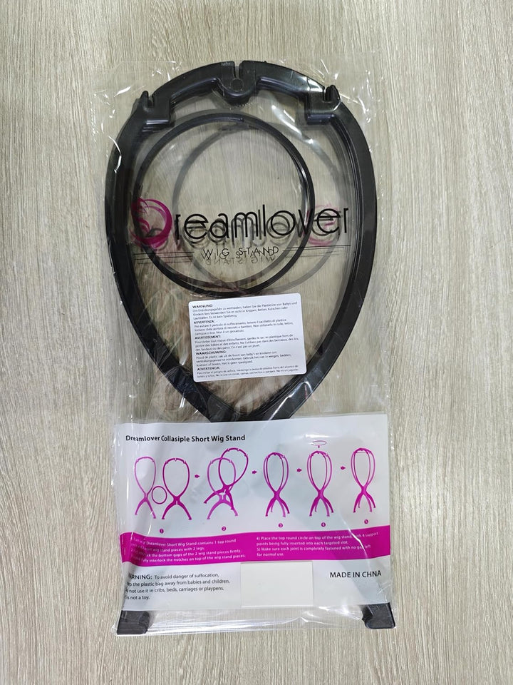 Folding Wig Stands for Short Hair, Plastic Wig Head, Portable Display Stands, Black, 3 Pack