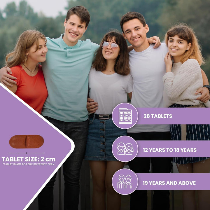 Teen Vitamins for Teenagers Boys and Girls 12-18 Years (1 Month Supply) - 25 Essential Multivitamins Vegetarian Tablets with Iron, Zinc, Folic Acid and Omega 3 - Unflavoured Teen Boy Vitamins