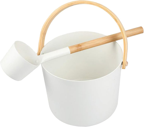 Sauna Aluminum Bucket for Ultimate Relaxation for Sauna Experience Bucket with Long Handle Spoon Aluminum