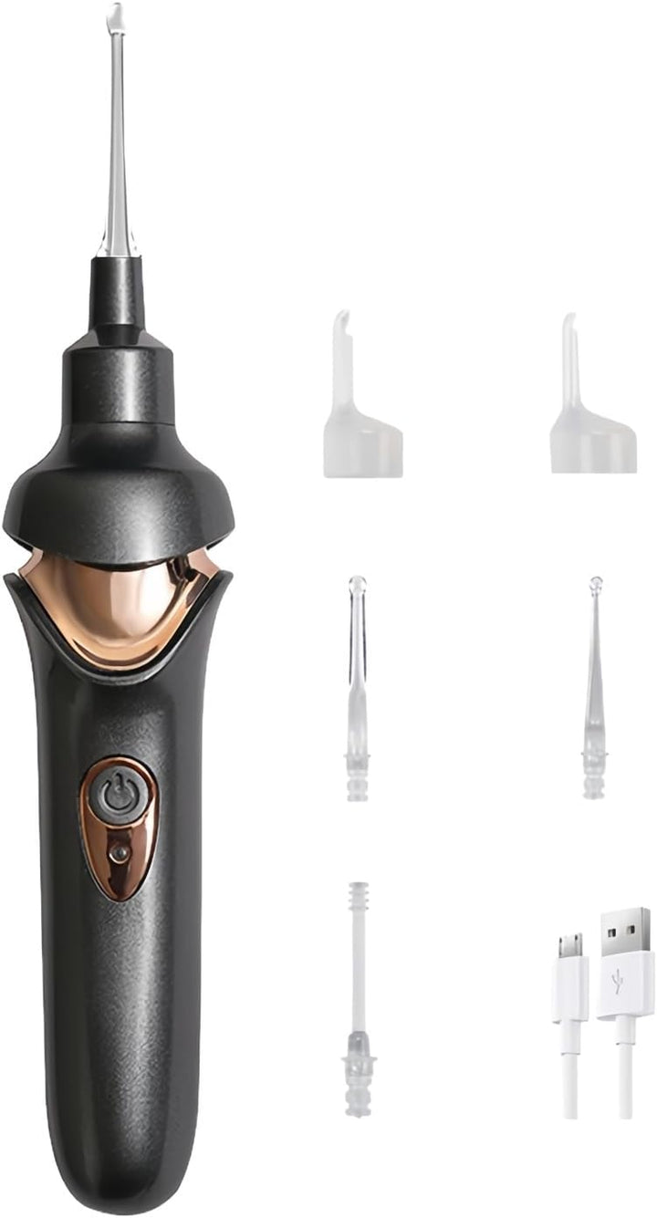 Vacuum Ear Wax Remover Suction, Ear Wax Cleaner, Electric Ear Suction Device with Led Light for Ear Wax Removal, Soft Prevent Ear-Pick Clean Tools Set (White)