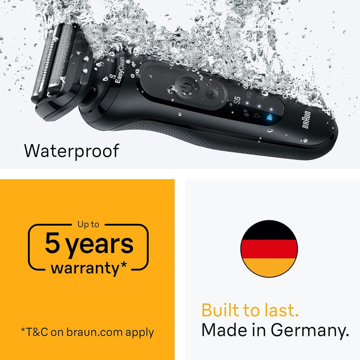 Series 5 Electric Shaver, up to 50 Min, Cordless, Wet & Dry Razor for Men, 100 Percent Waterproof, 52-N1000SI, Black