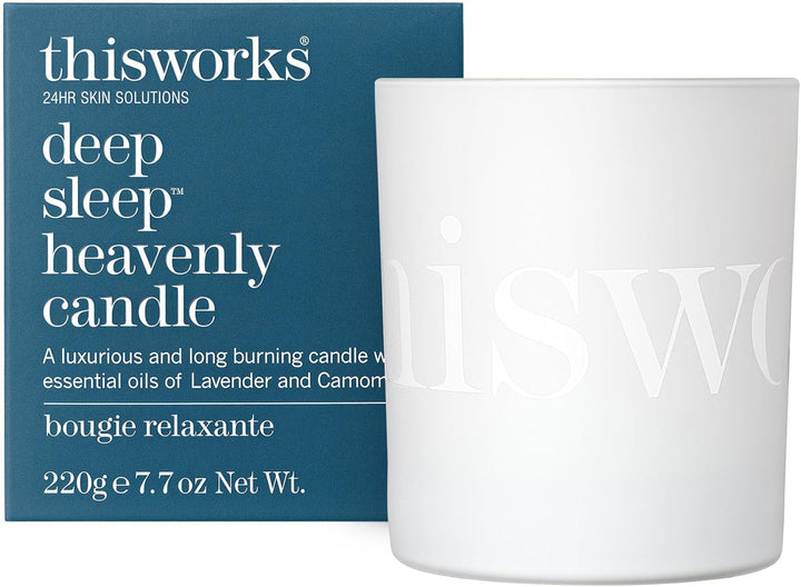 Deep Sleep Heavenly Candle, 220 G - Luxury Candle Enriched with Essential Oils of Lavender, Camomile and Vetivert - Hand Poured Scented Candle with a 40Hr Burn Time for a Calming Experience