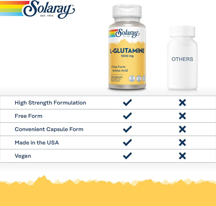 - L-Glutamine - 100 Vegan Capsules - High Strength Glutamine Amino Acid - Post Workout Recovery Supplement for Men & Women - Lab Verified & Magnesium Stearate Free - Made in the USA