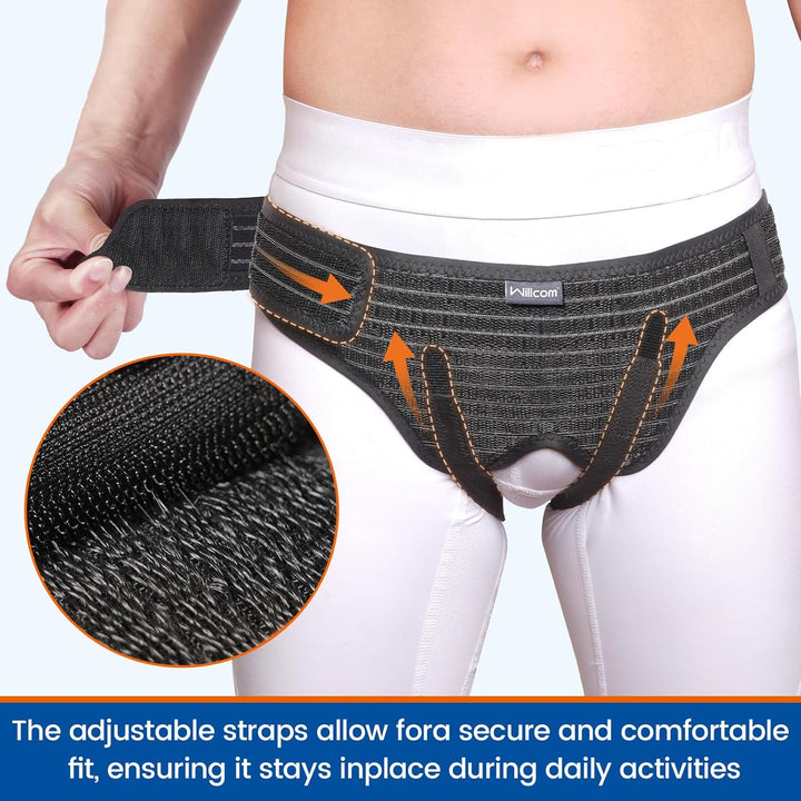 Hernia Belt for Men and Women, Hernia Support Truss for Double Inguinal, Pain Relief Recovery, Adjustable Waist Strap with 2 Removable Medical Compression Pads（Medium, 35-41''）
