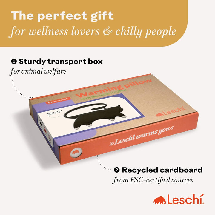 10-Chamber Wheat Bag for Microwave, Washable - Grain Pillow Made of 100% Organic Cotton & Organic Wheat - Ideal Natural Relief for Stomach and Period Pain - Cat, Red