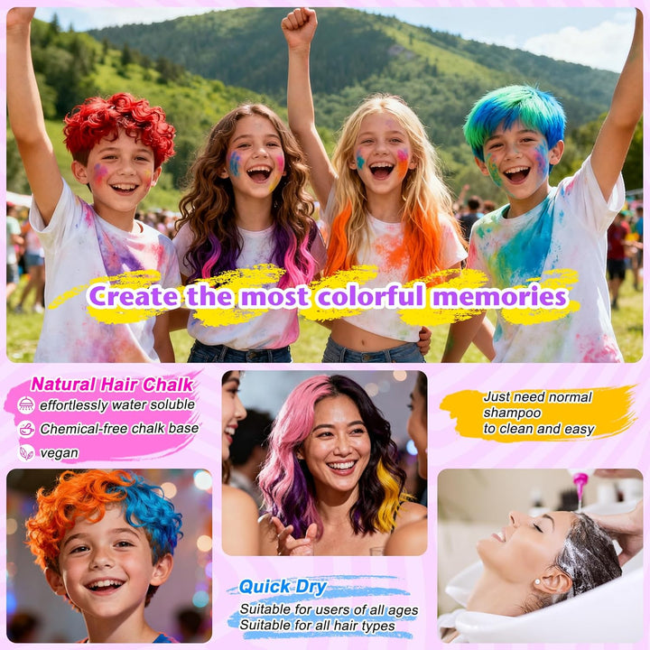 10PCS Hair Chalk Comb Temporary Bright Hair Color Cream for Girls Kids Women Gifts for Halloween Makeup Birthday Washable