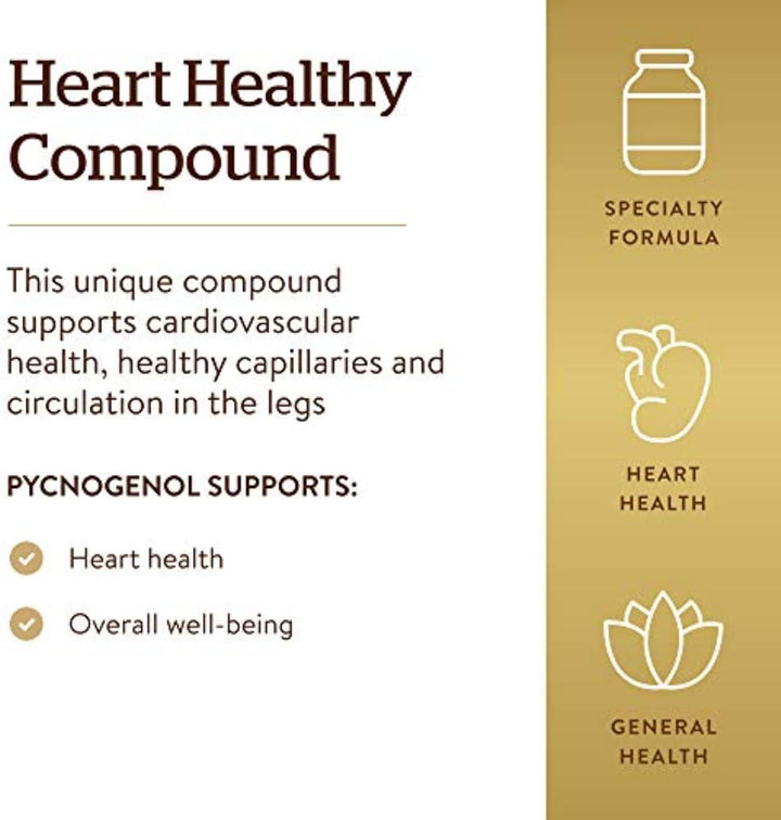 Pycnogenol 100Mg - Derived from Pine Bark - Works Combined with Vitamins C & E - Vegan - 30 Vegetable Capsules, Brown