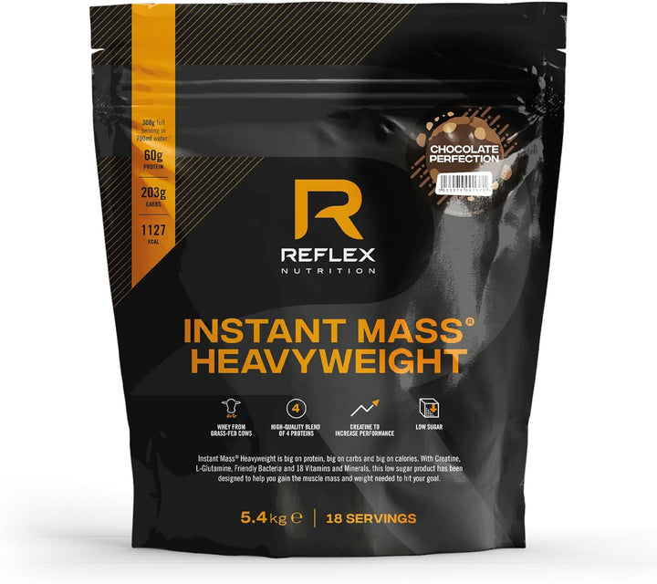Nutrition Instant Mass Heavyweight - Mass Gainer - over 1000 Kcal per Serving, 60G Protein, Creatine - High Calorie Post Workout or before Bed Protein Shake (Chocolate Perfection, 2 Kg)