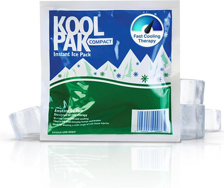 Compact Instant Ice Packs - 15X15Cm Cold Therapy Packs for Injuries & Pain Relief - Quick Squeeze Activation, Single Use - Stays Cold for 20 Minutes - First Aid Essential (20 Pack)