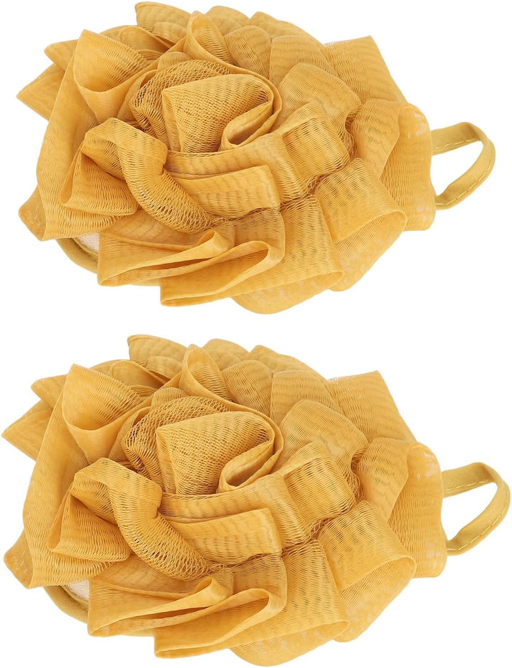 Shower Pouf, Shower Loofah Mesh Household Men Women Washing Cleaning Scrubber Ball 2Pcs Loofah Soft for Bathroom