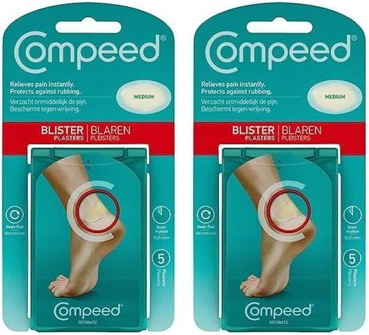 Blister Plasters Medium Size 5 Pack - Hydrocolloid Foot Treatment - Heal Fast