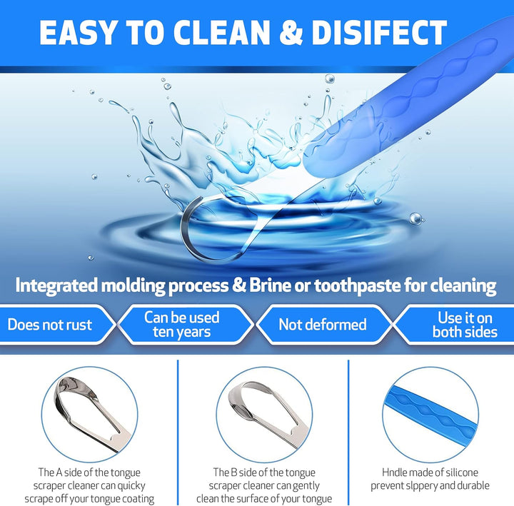 Tongue Scraper Cleaner for Adults & Kids Pack, Medical Grade Stainless Steel Tongue Brush Set, Oral Self Care for Bad Breath, Tongue Scraping with Travel Case (1Pcs)