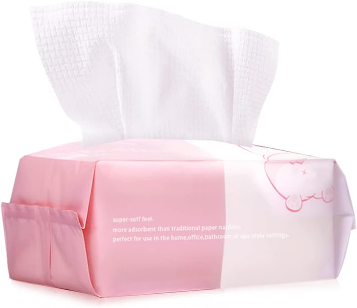 Face Towel 120 Count Disposable Face Wipes Cloths for Washing Soft Cotton Dry Baby Wipes, Skincare, Makeup Remover (PEARL PATTERN)