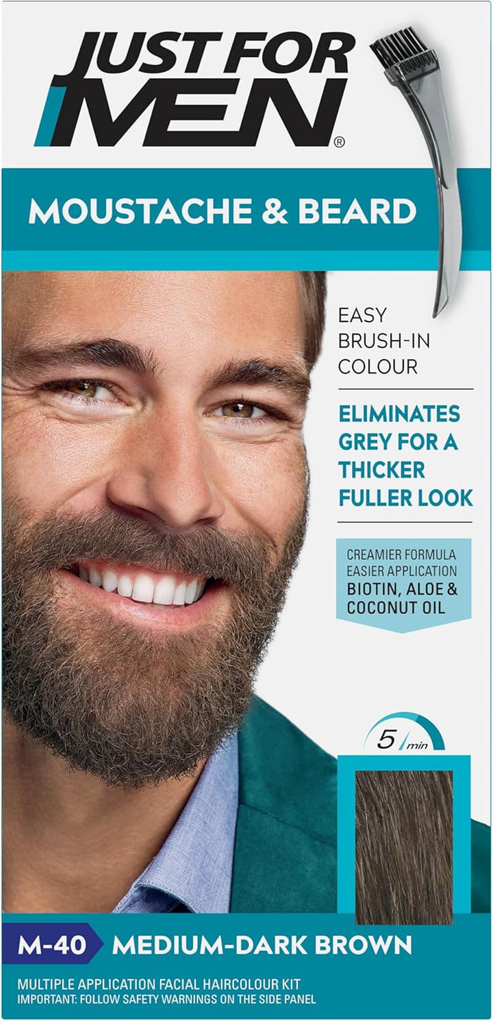 Moustache & Beard Medium Brown Dye, Eliminates Grey for a Thicker & Fuller Look � M35