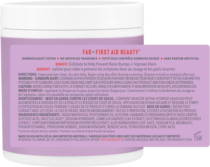 Ingrown Hair Pads with BHA & AHA – Daily Treatment Relieves Razor Burn, Prevents Ingrown Hairs and Soothes Irritation – 28 Pads