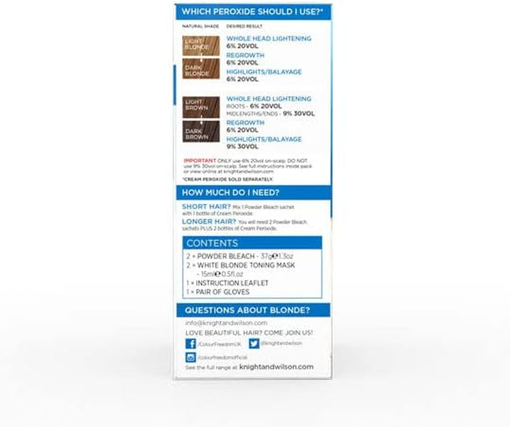 Colour Freedom Blonde Ultra High Lift Hair Bleach Powder and White Blonde Neutralising Toner Pack. up to 9 Levels of Lift, by