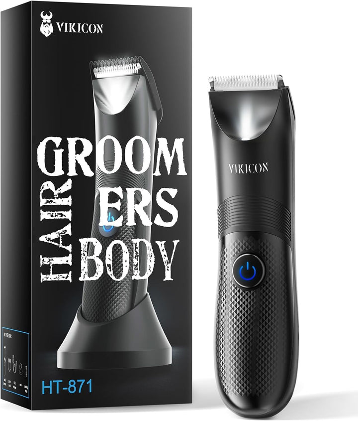 Balls Trimmer Men, Pubic & Body Hair Trimmer Men, IPX7 Waterproof Body Groomer W/Light & Ceramic Blade, Shavers for Private Parts, Electric Male Razor, USB-C Charging, Gifts for Him Dad