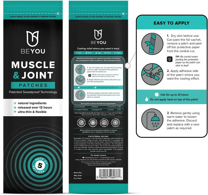 Muscle and Joint Pain Relief Patches - Back Pain, Sciatica, Arthritis, Knees, Neck and Shoulders - High Strength Natural Pain Relief - Patented Matrix of Menthol and Eucalyptus