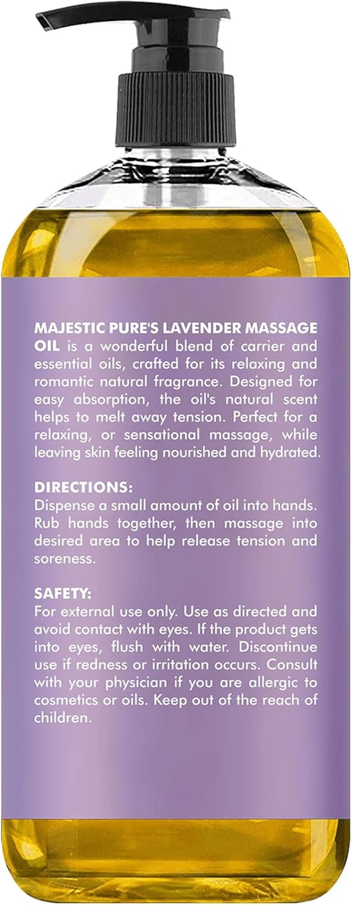 Lavender Massage Oil for Massage Therapy - Refreshing, and Relaxing - Natural Oils with Lavender Essential Oil - for All Skin Types - Men and Women - 8 Fl Oz