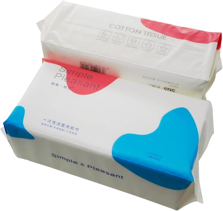 7.9X7.9Inch Cotton Wet/Dry Wipe; Soft Safe Non Allergenic Baby Care Towel Tissue, Absorbent Wipes for Washing Face Eye Makeup Remover & Nail Polish, Disposable Use (2Packs) (Green Package)