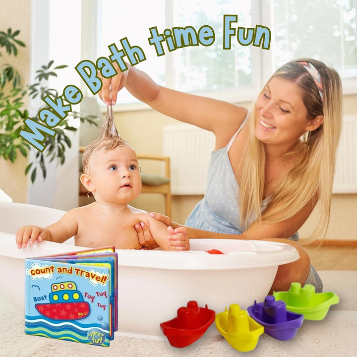 Baby Bath Bundle with Baby Toiletries, Silicone Baby Brushes and Comb for Cradle Cap and Baby Massage with Baby Sponges, Bath Book, Boats and Baby Manicure Set