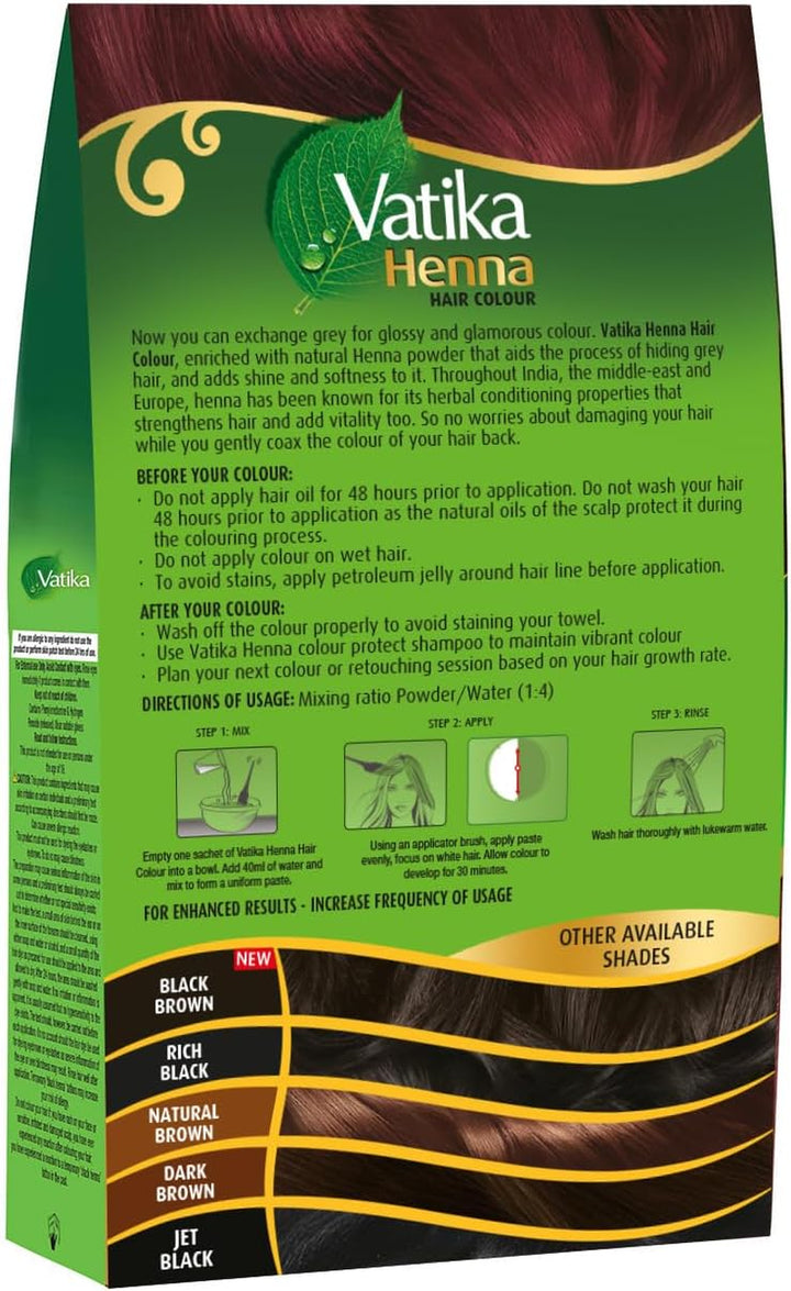 Henna Burgundy Hair Colours - 60G (6 X 10G Sachets),100% Ammonia Free, for Vibrant Color, Shine, & Coverage (Packaging May Vary)