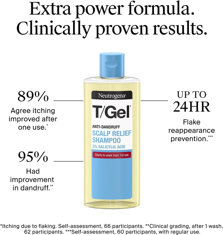 T/Gel Scalp Relief Anti-Dandruff Shampoo (150Ml) with 3% Salicylic Acid, Suitable for Those Prone to Scalp Psoriasis and Seborrhoeic Dermatitis