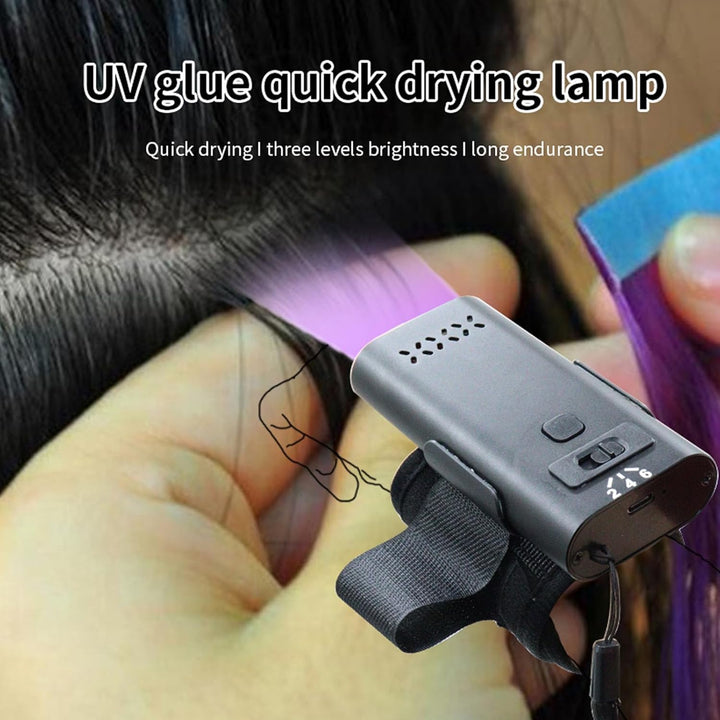 LED Hair Extension Lamp V Light Extensions Tool Glue Curing Machine with 395Nm Wavelength 3000Mah Battery for Seamless Blend Voluminous at Home Salon